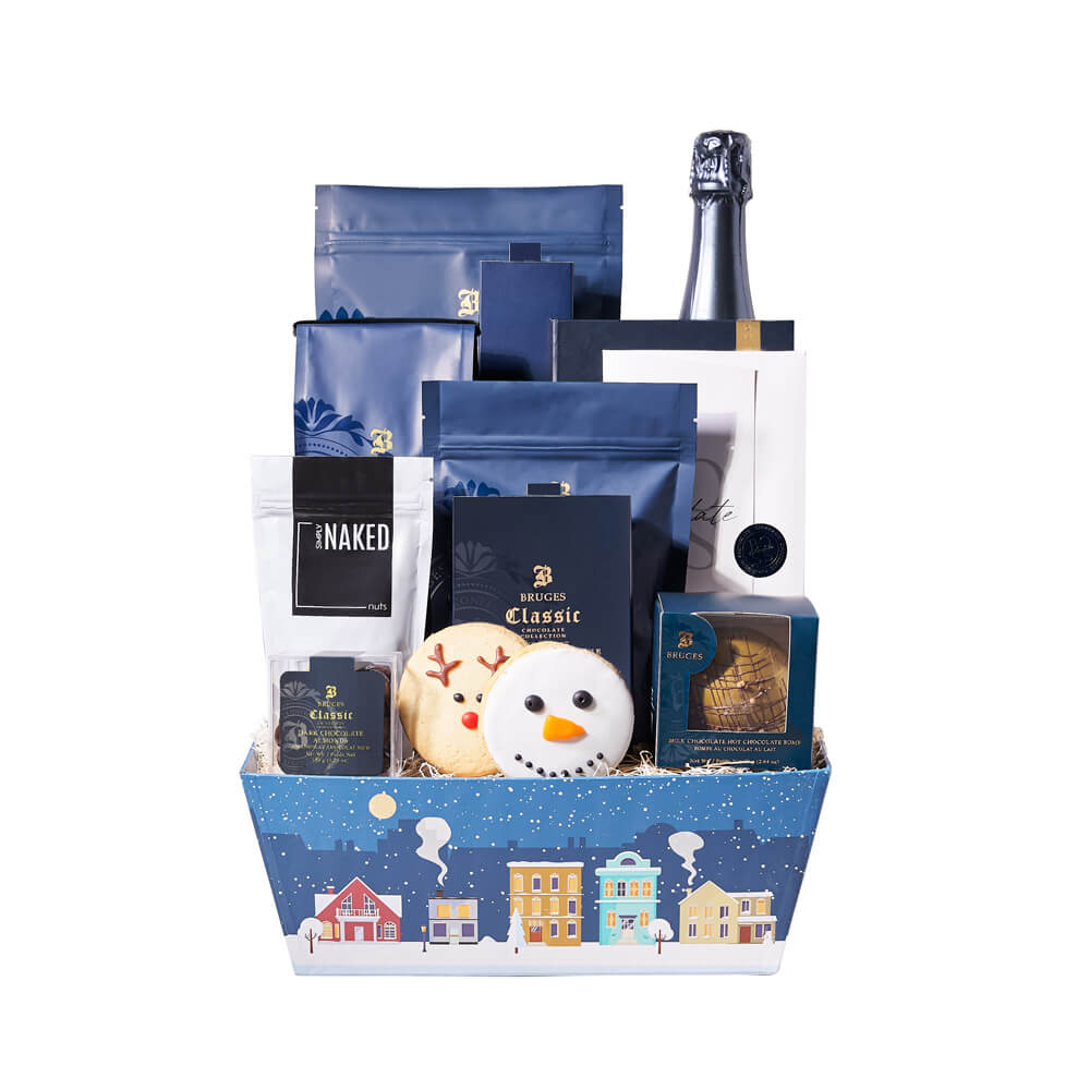 Christmas Champagne & Dessert Gift, christmas gift, christmas, holiday gift, holiday, champagne gift, champagne, sparkling wine gift, sparkling wine, coffee gift, coffee, cookie gift, cookie, gourmet gift, gourmet
