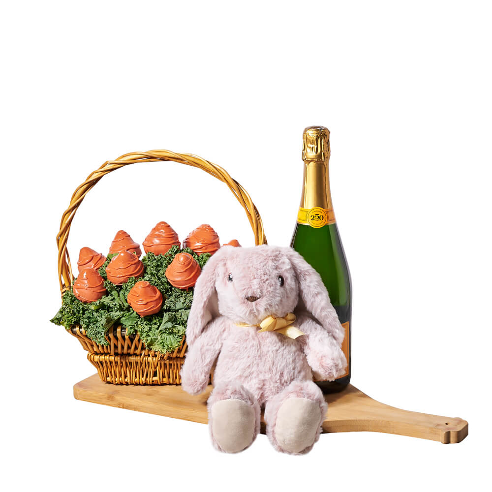 Easter Champagne & Chocolate Strawberry Basket, easter gift, easter, champagne gift, champagne, sparkling wine gift, sparkling wine, chocolate covered strawberry gift, chocolate covered strawberry, chocolate gift, chocolate, fruit gift, fruit