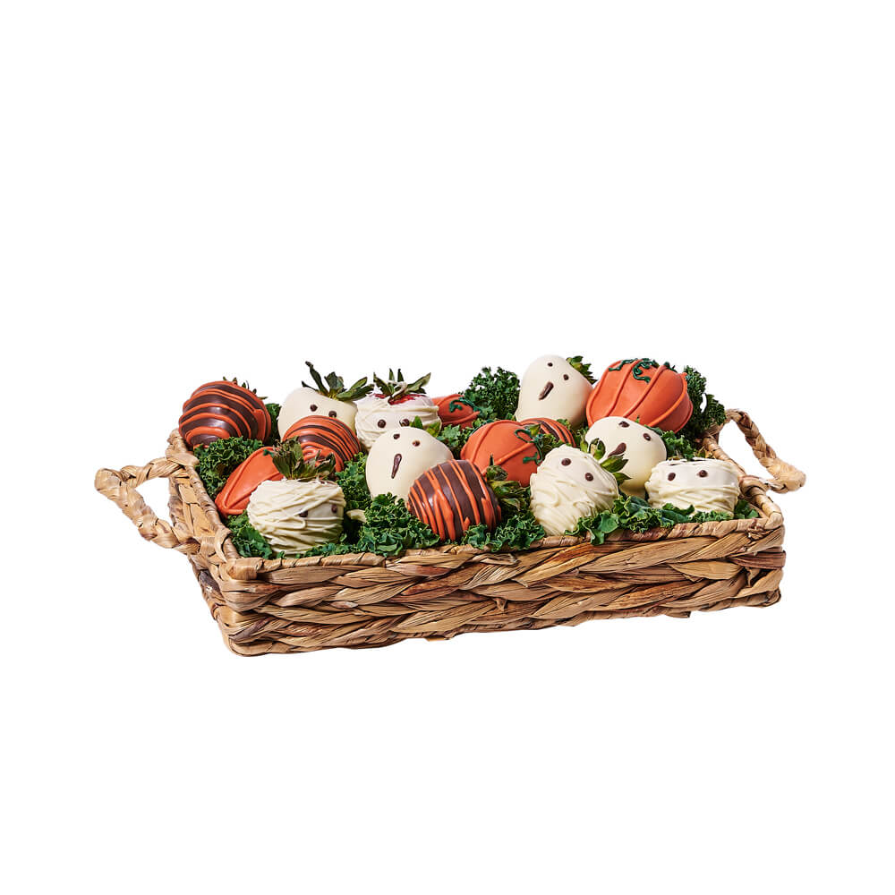 Halloween Chocolate Strawberry Tray, chocolate covered strawberries, chocolate dipped strawberries, chocolate gift, chocolate gift, fruit gift, fruit, fruit gift basket, halloween gift, halloween