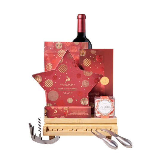 Holiday Hits Wine & Treat Gift, christmas gift, christmas, holiday gift, holiday, gourmet gift, gourmet, wine gift, wine, chocolate gift, chocolate