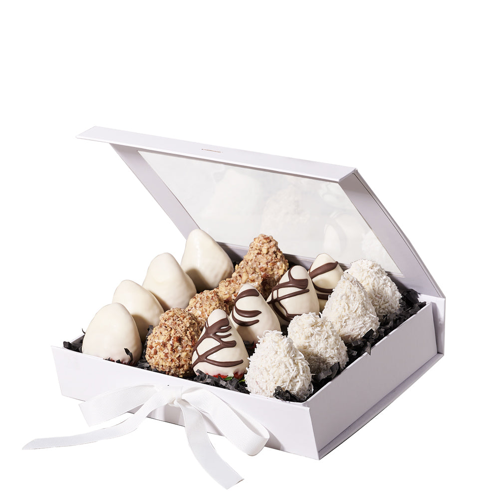 Enticing Chocolate Dipped Strawberry Box, chocolate gift, chocolate, chocolate dipped strawberries, chocolate covered strawberries, fruit gift, fruit