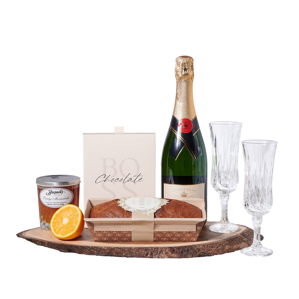 Champagne &amp; Chocolate Dessert Gift, gourmet gift, gourmet, champagne gift, champagne, sparkling wine gift, sparkling wine, baked goods gift, baked goods