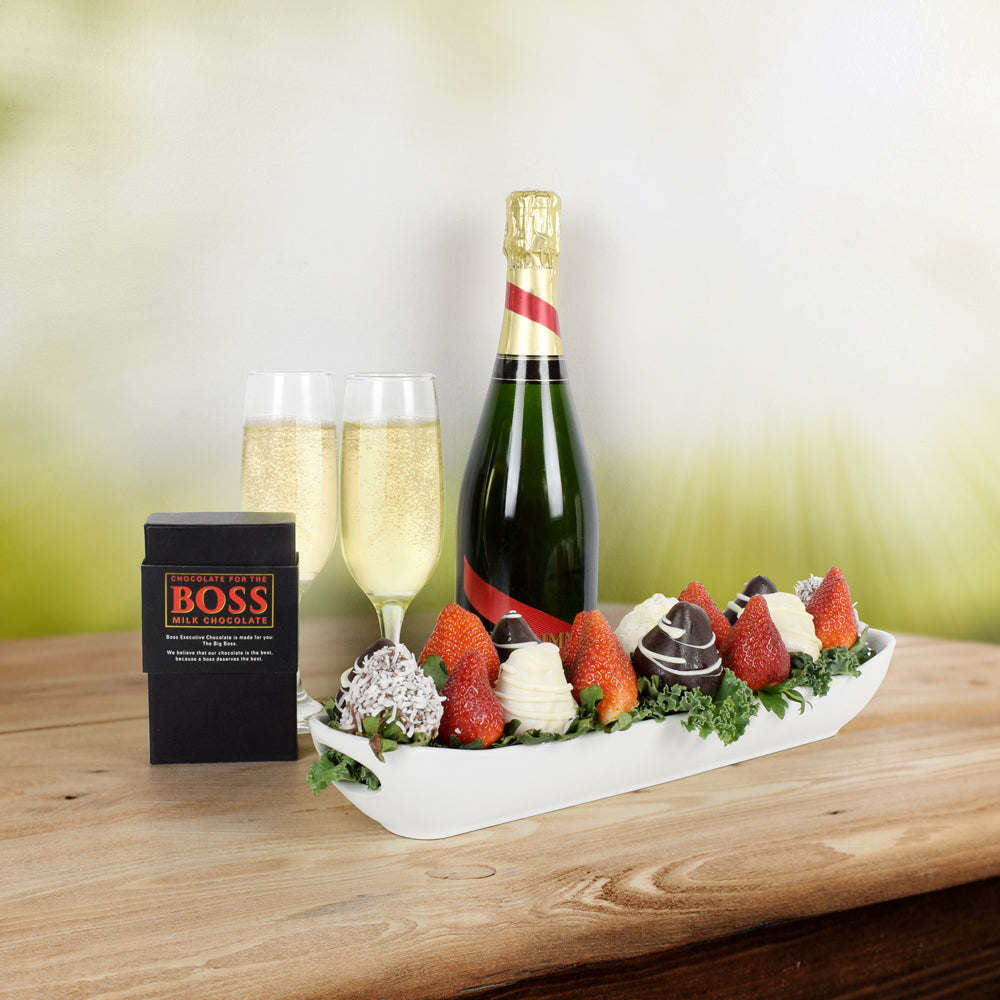 Chocolate, Strawberries &amp; Champagne Gift Basket, gourmet gift baskets, champagne gift baskets, gift baskets