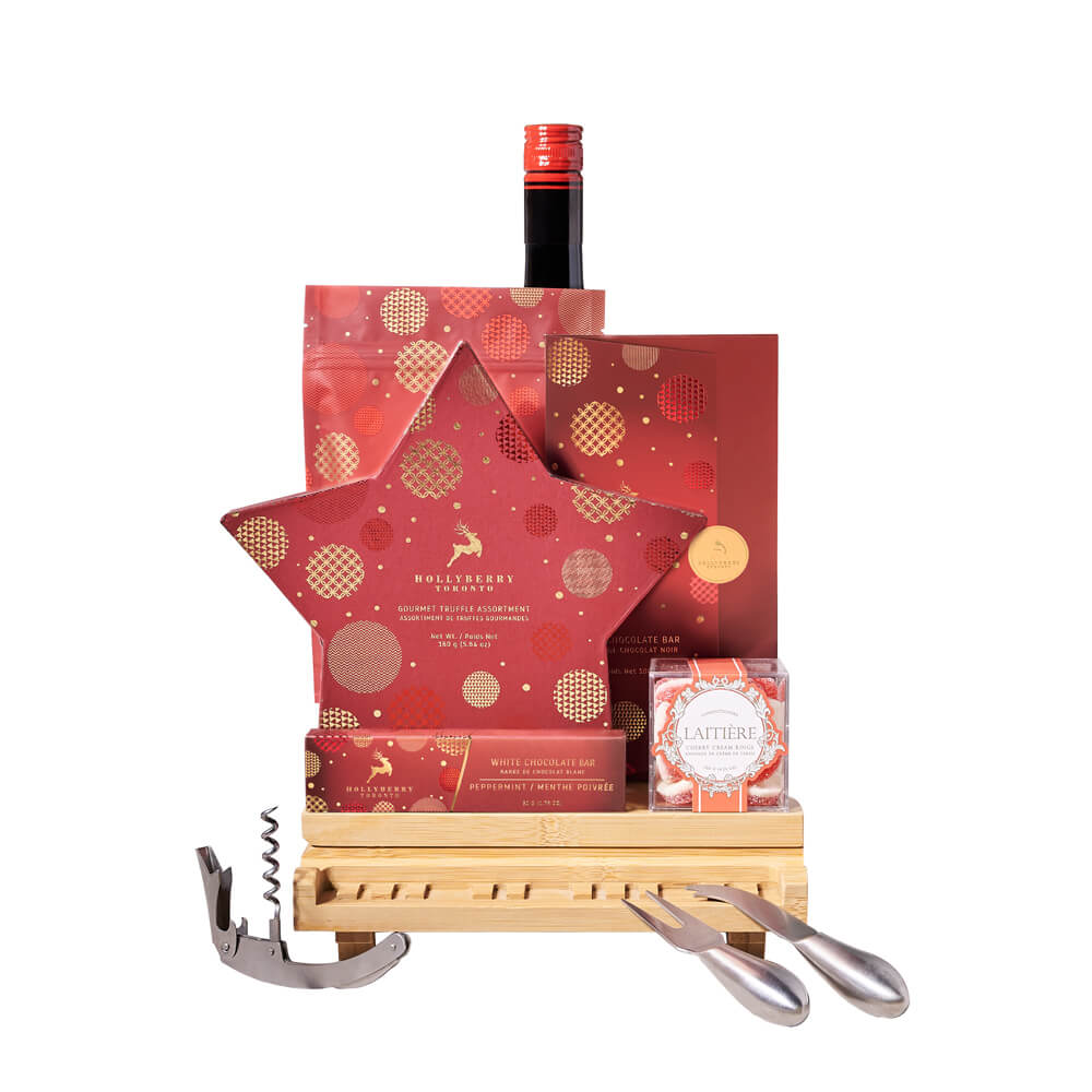 Holiday Hits Liquor &amp; Treat Gift, christmas gift, christmas, holiday gift, holiday, liquor gift, liquor, gourmet gift, gourmet, cheeseboard gift, cheeseboard