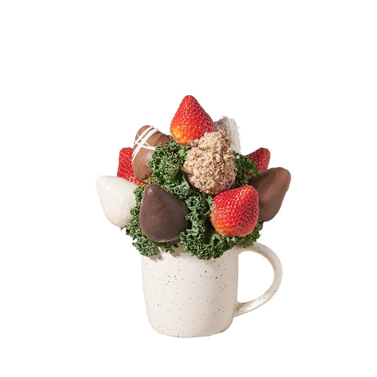 Chocolate Dipped Strawberry Mug, gourmet gift, gourmet, chocolate covered strawberries, chocolate dipped strawberries, fruit, fruit gift