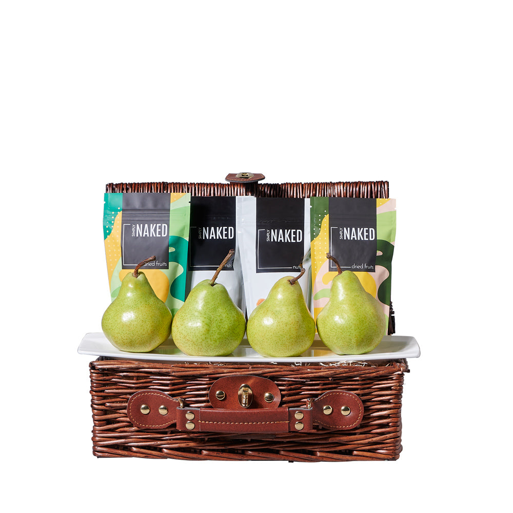 The Refreshing Pear Gift Basket, fruit gift, fruit, gourmet gift, gourmet, fruit &amp; nut gift, fruit &amp; nuts, nut gift, nuts