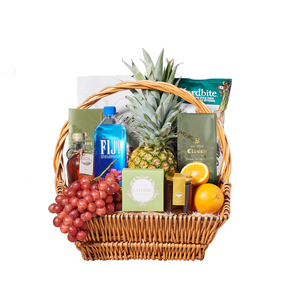 Some Light Snacking &amp; Water Gift Basket, gourmet gift, gourmet, fruit gift, fruit