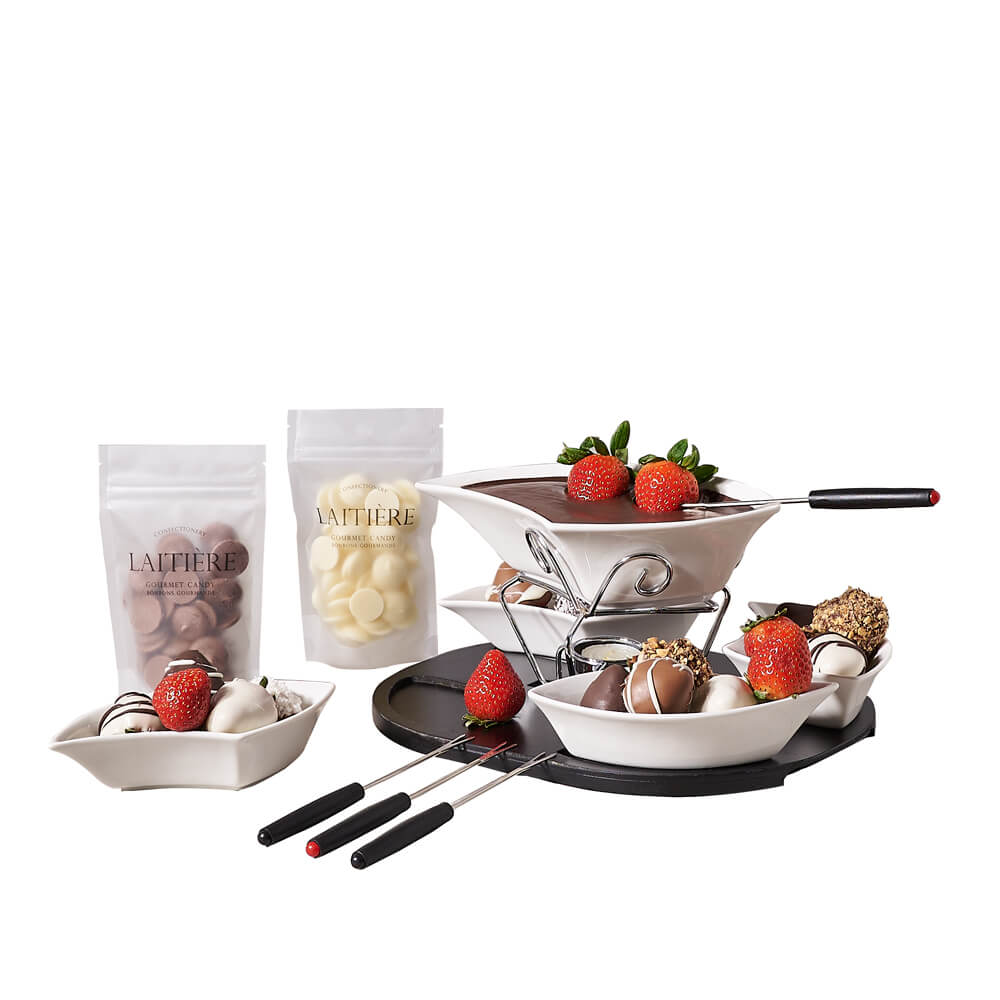Strawberries &amp; Gourmet Chocolate Fondue, chocolate gift, chocolate, chocolate fondue gift, chocolate fondue, fruit, fruit gift