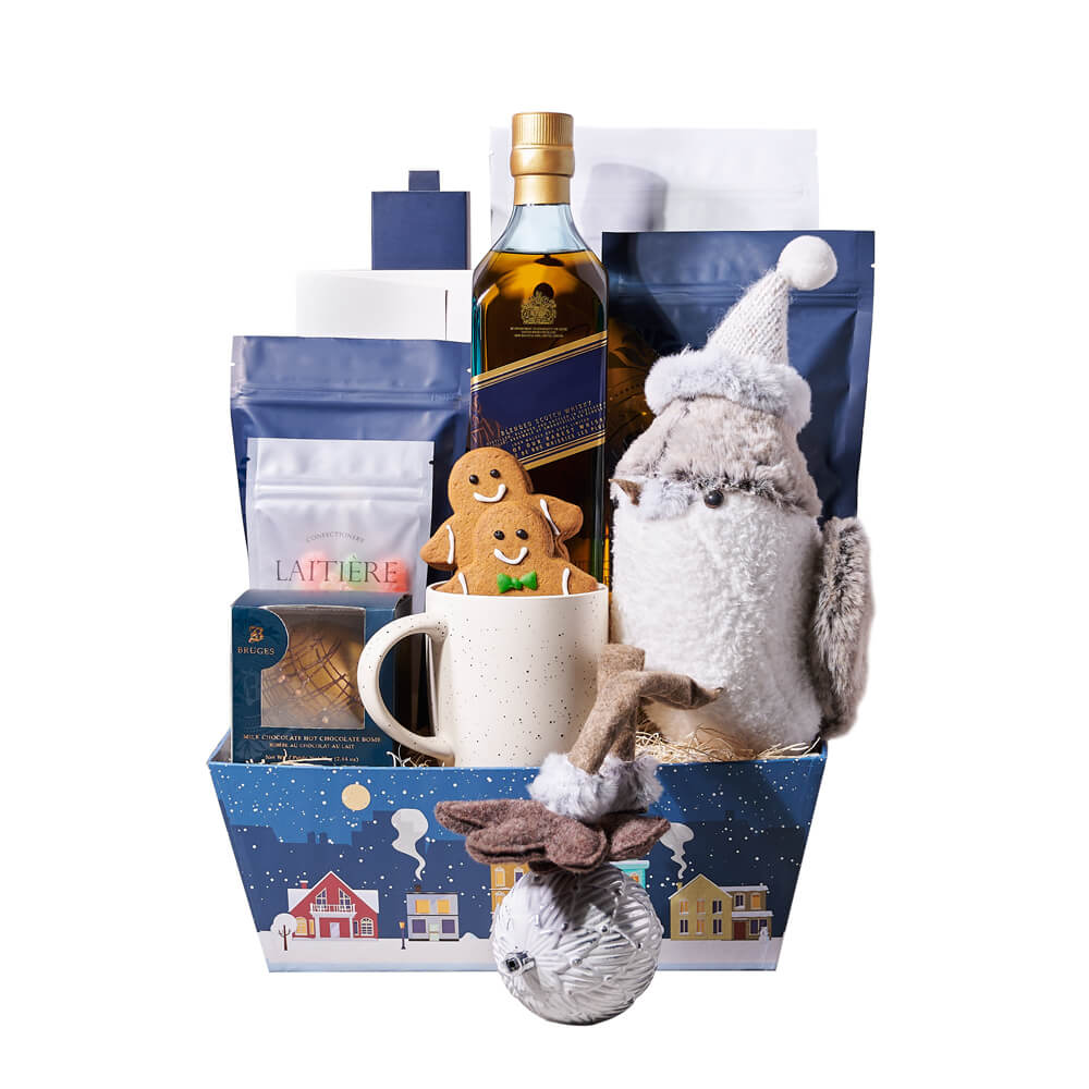 Wintery Bird &amp; Liquor Gift, christmas gift, christmas, holiday gift, holiday, gourmet gift, gourmet, liquor gift, liquor, spirits gift, spirits